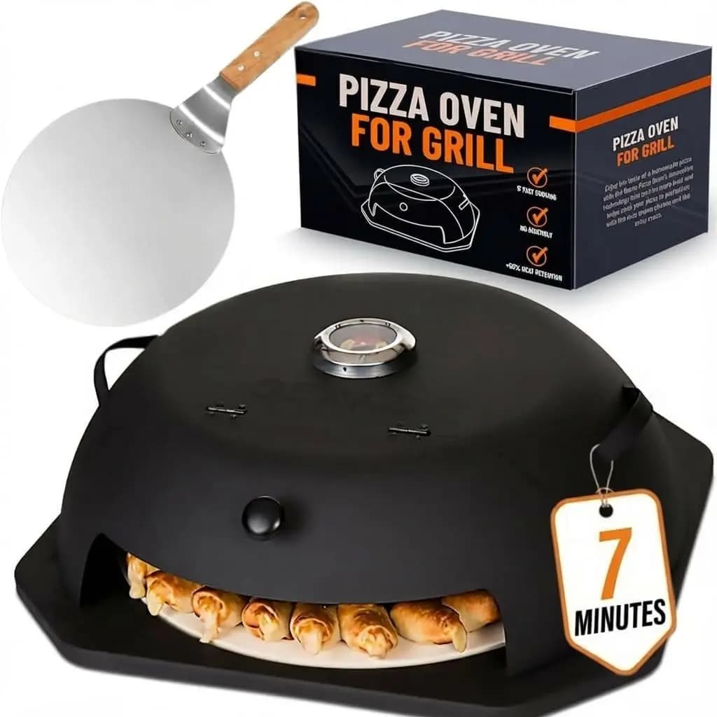 Pizza Oven for Grill - Grill Top Oven For Outdoor Camping - Stone, Peel Kit - Portable