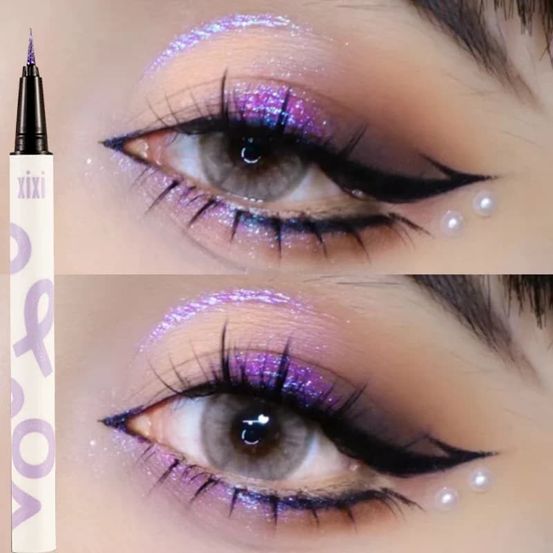 Eyeliner Liquid Purple Perlescent Glitter Diamond Long-lasting Raincoat Polished Drying Highlight Quick-drying Shade Pen Silk Kiss