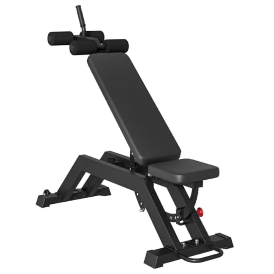 Panca per Pesi Regolabile Inclinabile e Reclinabile per Palestra Domestica, Panca FID per Addominali da 450 kg con Rullo per Gambe e Maniglia per Allenamento