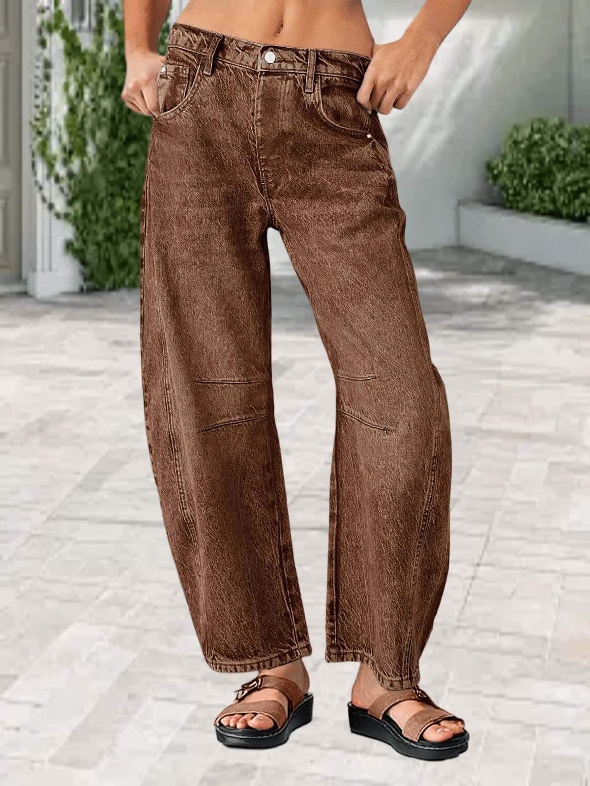 Jeans da Donna Larghi Stile Vintage Boyfriend a Gamba Larga, Vita Media, Casual, Lunghezza alla Caviglia