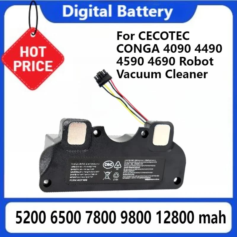 Replacement Battery for CECOTEC CONGA 4090 4490 4590 4690 Robot Vacuum Cleaner Accessories Spare Parts Tool 5200mAh 12800mah