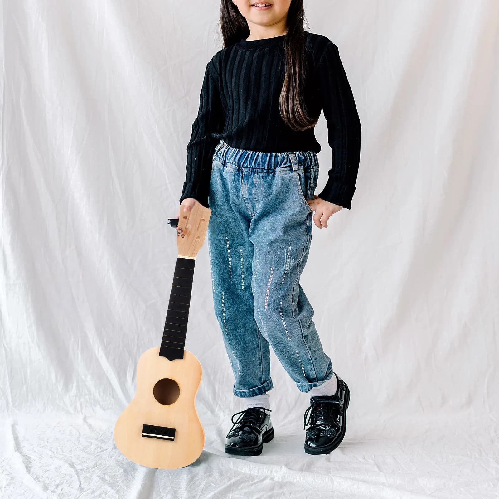 1Set DIY Ukulele Kit Wooden Handmade Ukulele Blank Surface Easy Assemble for Kids Beginners Music Training Concert DIY Graffiti