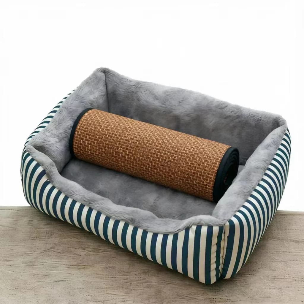 2-Piece Set of Cool Mat Dog Beds and Striped Cat Beds for All Seasons, Pet Supplies
