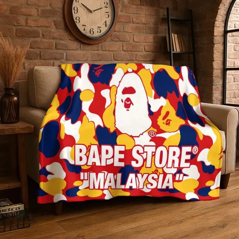 Fashion B-BAPE Sign Soft Flannel Throw Blanket,Warm Cozy Blanket for Bed,Couch,Sofa,Bedroom, Living Room,Travel,Camping Gift