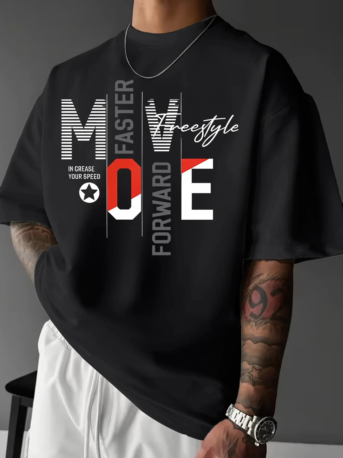 100% pure cotton new summer men's and women's short sleeved T-shirt, with English MOVE pattern print comfortable and soft fabric