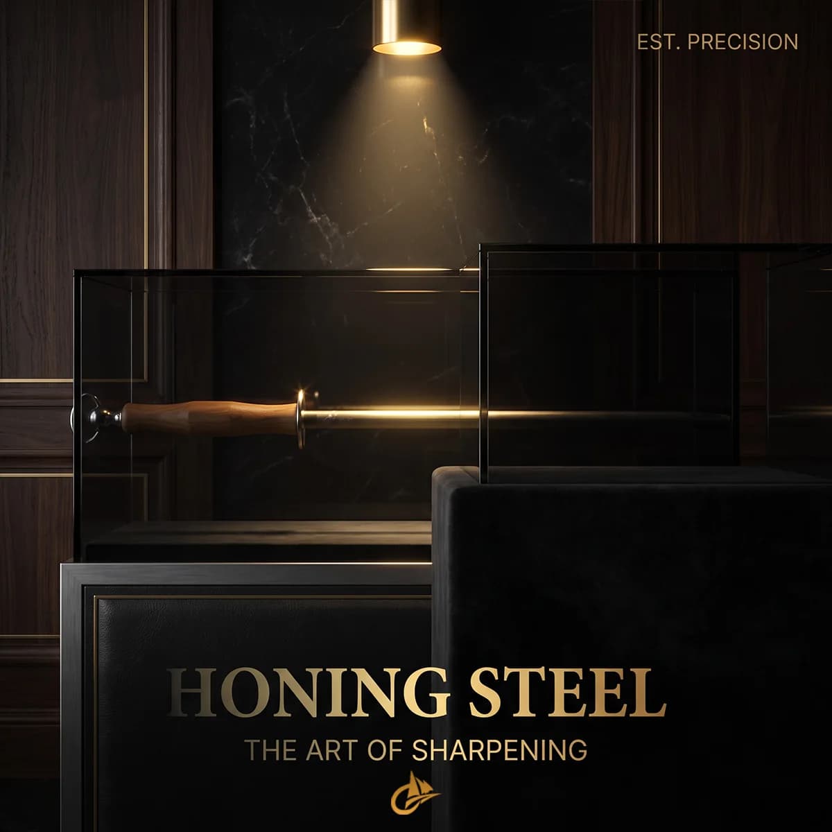 Professional Black Steel Knife Grinding Rods, Rosewood Handle , Durable Blade Grinding Rods, Leather Cases, Kitchen Tools