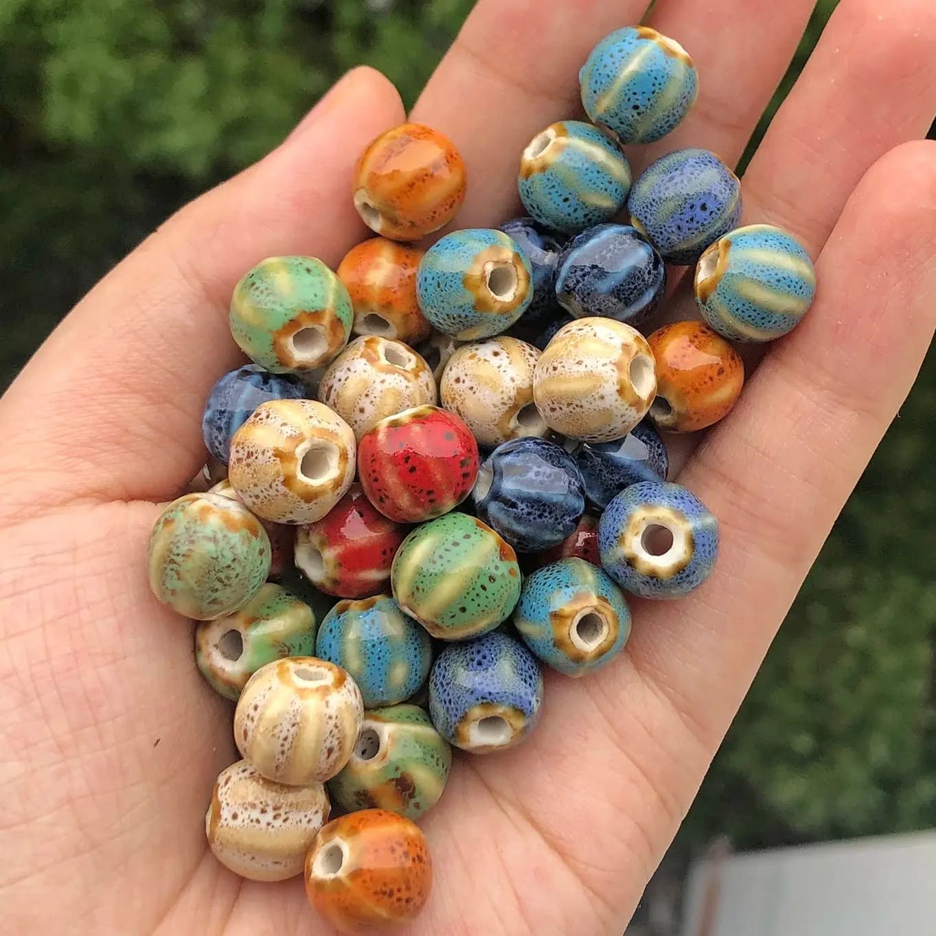 10pcs 11mm Colorful Watermelon Ceramic Beads Loose Spacer Bead For Charms DIY Jewelry Making Necklace Bracelet Accessory Finding