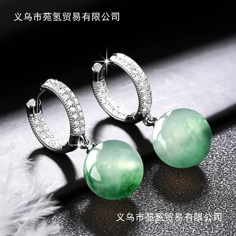 New Jade Earrings with Ethnic Vintage Style Floating Flower for Women