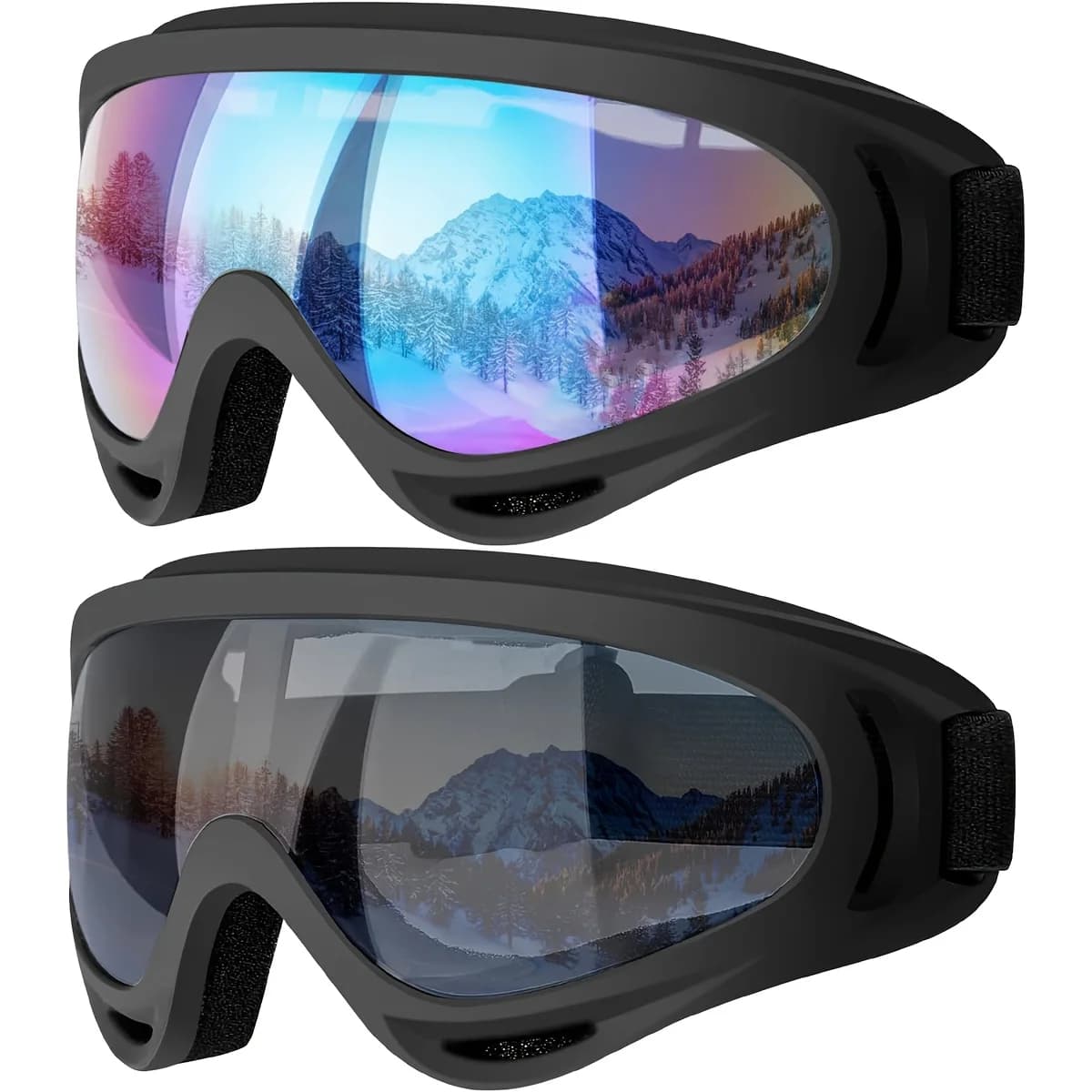 1 paio di occhiali da sci e snowboard unisex con cinturino antiriflesso e regolabile - sfumatura (blu scuro/nero) per lo snowboard