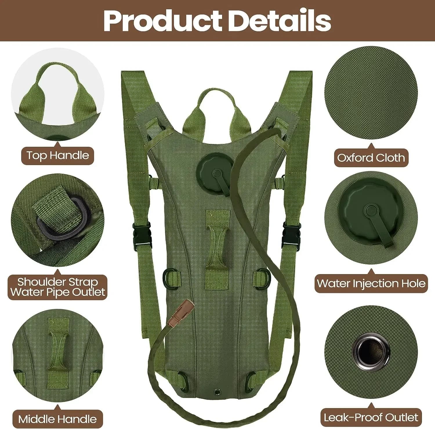 With 3-liter bladder for hiking, cycling, climbing, sport, hydration backpack, waterproof nylon water bag