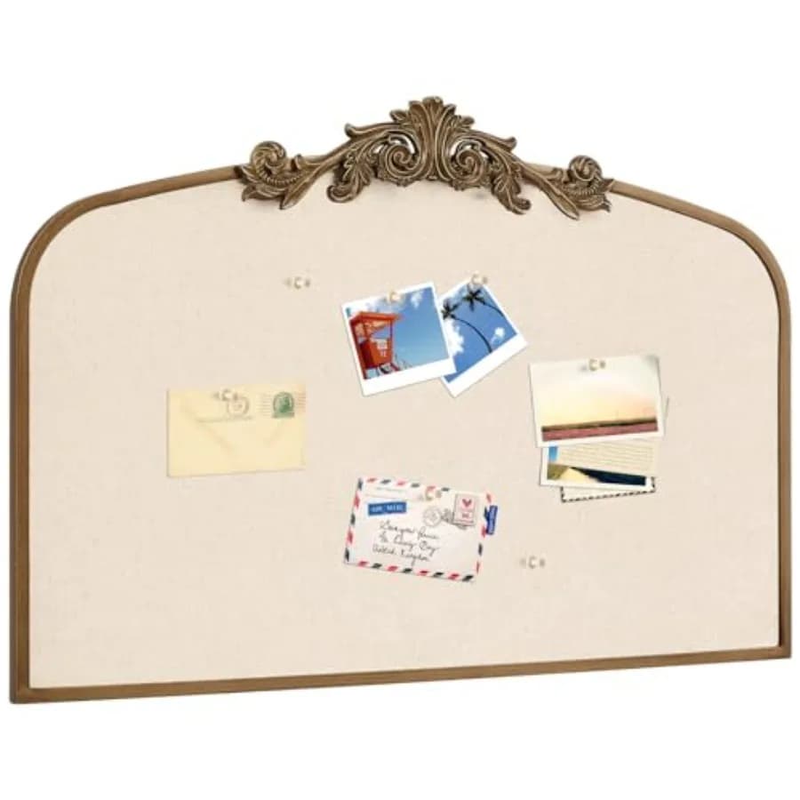 Bacheca Vintage con Cornice in Lino, Grande Bacheca Decorativa in Tessuto per Foto, Messaggi e Preghiere