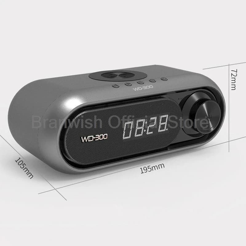 Altoparlante di ricarica wireless 3 in 1 da 15 W 5.0 Audio Bluetooth LED Orologio digitale Cassa di risonanza FM TF Radio Sistema audio per Home Theater