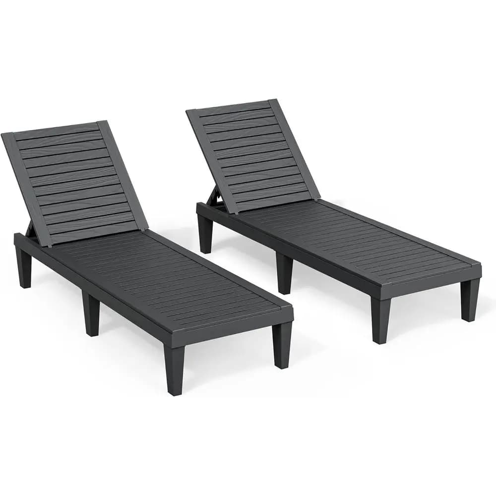 Set di 2 sedie lounge da esterno impermeabili e leggere con schienale regolabile in 5 posizioni, ideali per patio, giardino, bordo piscina e spiaggia