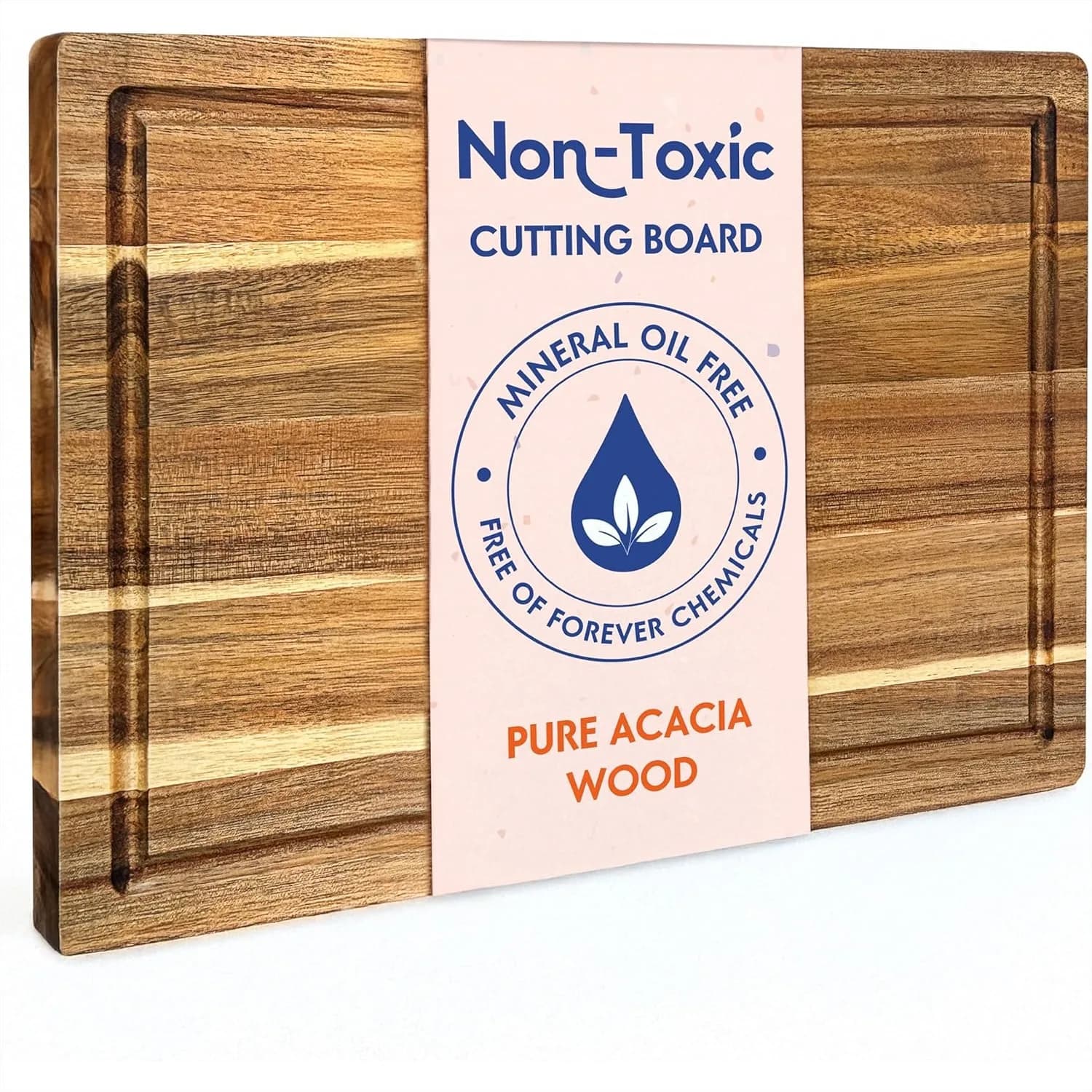 Tagliere in Legno Non Tossico, 16x11 in Legno di Acacia con Cera d'Api Naturale e Olio di Lino, Certificato FSC, Adatto per Coltelli