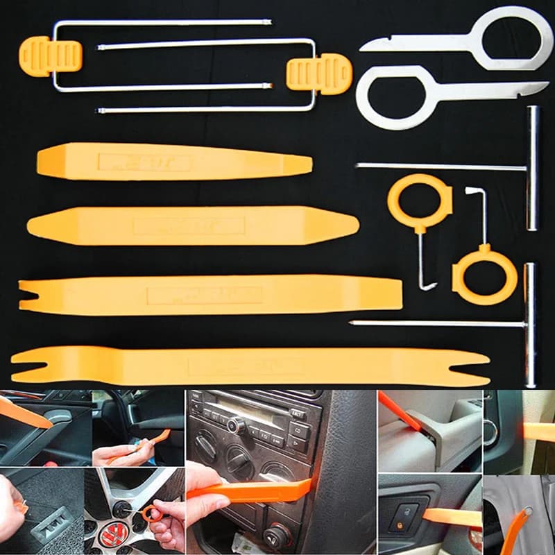 12 pezzi professionali per clip per porta audio per automobile, pannello di rivestimento, cruscotto, rimozione radio automatica, set di strumenti per la rimozione del pannello dell'auto