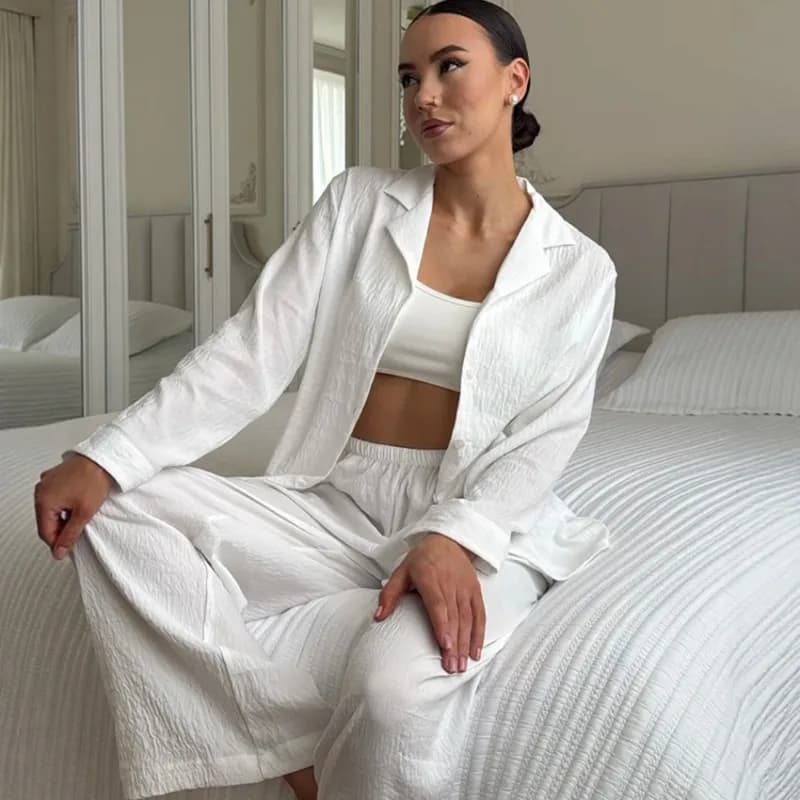 2-piece women's set, soft and comfortable, long sleeves, long trousers, pajamas, cozy, homewear, nightwear for everyday relaxation