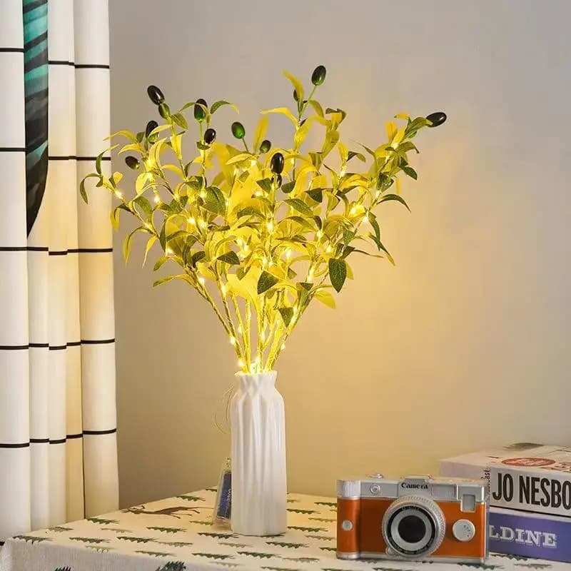 Luci Fatate a LED a Forma di Ramo di Ulivo - Decorazione Floreale in Plastica per Casa, Natale, Halloween, Vasi da Caffetteria e Decorazioni da Tavolo