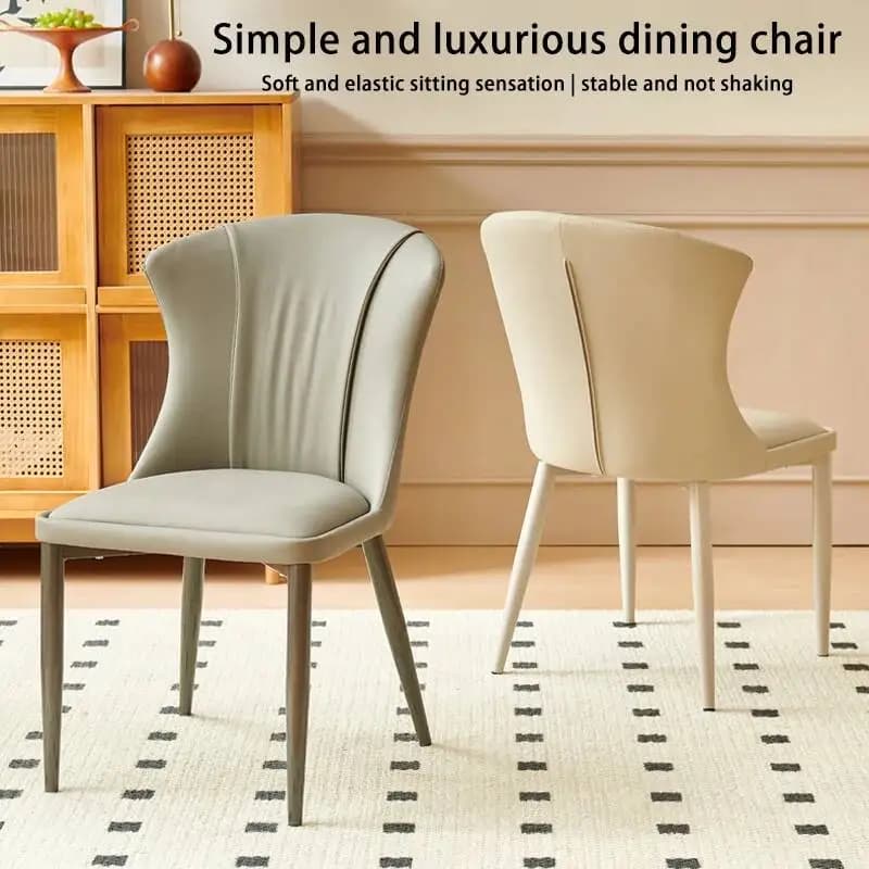 Elegante Sedia da Cucina in Morbida Pelle con Gambe in Acciaio, Arredamento per Casa, Sala da Pranzo, Hotel e Ristorante