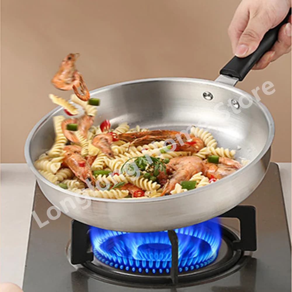 Stainless Steel Pan Wok Uncoated Home Thickened Kitchen Pot Gas Stove Induction Non-stick Cooking Pots
