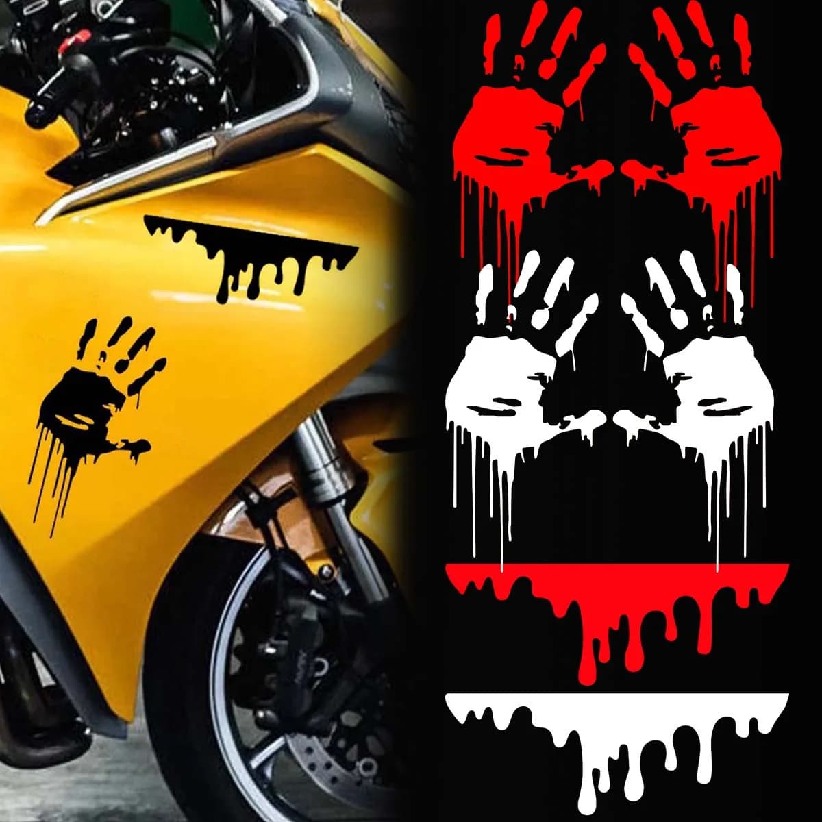 Palme Stampa Gocciolamento del sangue Adesivi moto riflettenti Moto Casco bici Serbatoio carburante Parabrezza Decalcomanie decorative in vinile Accessori