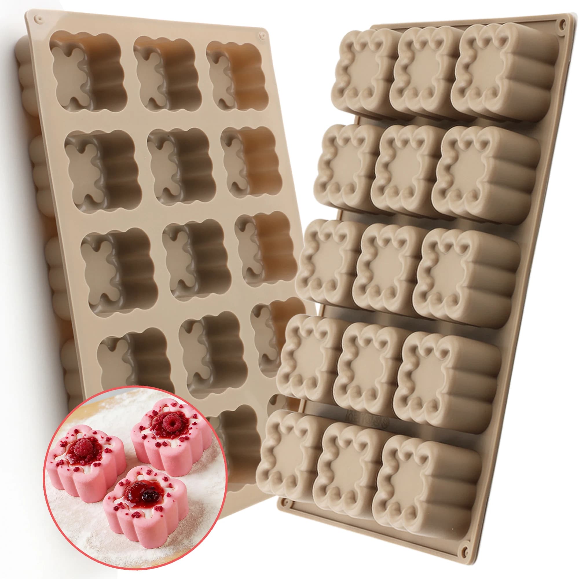 1-Pack Silicone Mousse Mold Thick Square Dessert Cake Mold Non-Stick Easy to Clean for Baking Cupcakes Candies Pudding