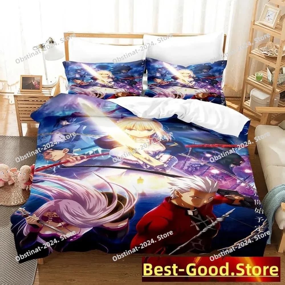 Set di Biancheria da Letto Kara No Kyoukai 2025, Set Tre Pezzi Anime Cartoon per Adulti e Bambini, Copripiumino 3D Kawaii per Letto Matrimoniale