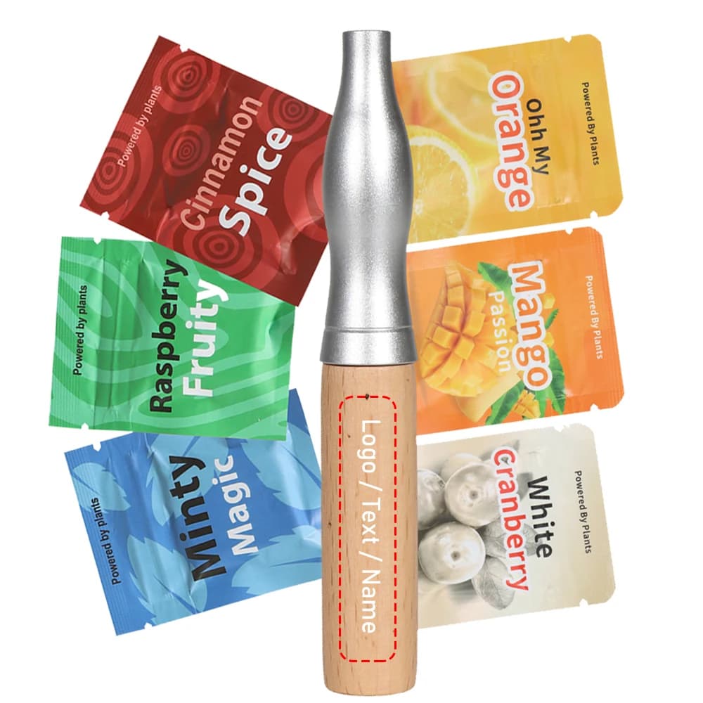 Inalatore personalizzato con nome personalizzato Logo Bastone per aromaterapia senza fumo senza nicotina Strumento per smettere di fumare in legno per l'home office