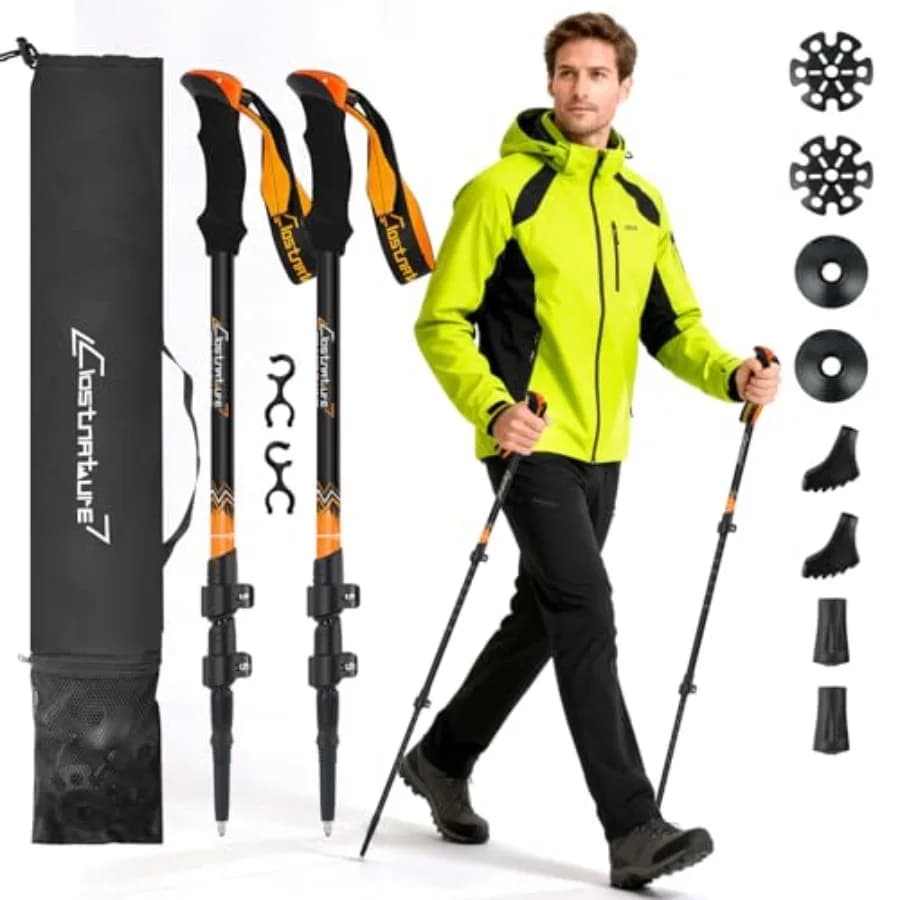 Trekking Poles for Hiking Collapsible Lightweight Hiking Poles, 2 Pack Aluminum Walking Sticks for Women, Men, Seniors, Retract