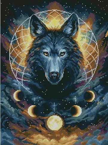 DIY needle LetistitchL8069 Dreamcatcher - Wolf 43-54 Cross Stitch Set Counted Cross Stitch Kit 28ct 14ct 32ct Metallic aida