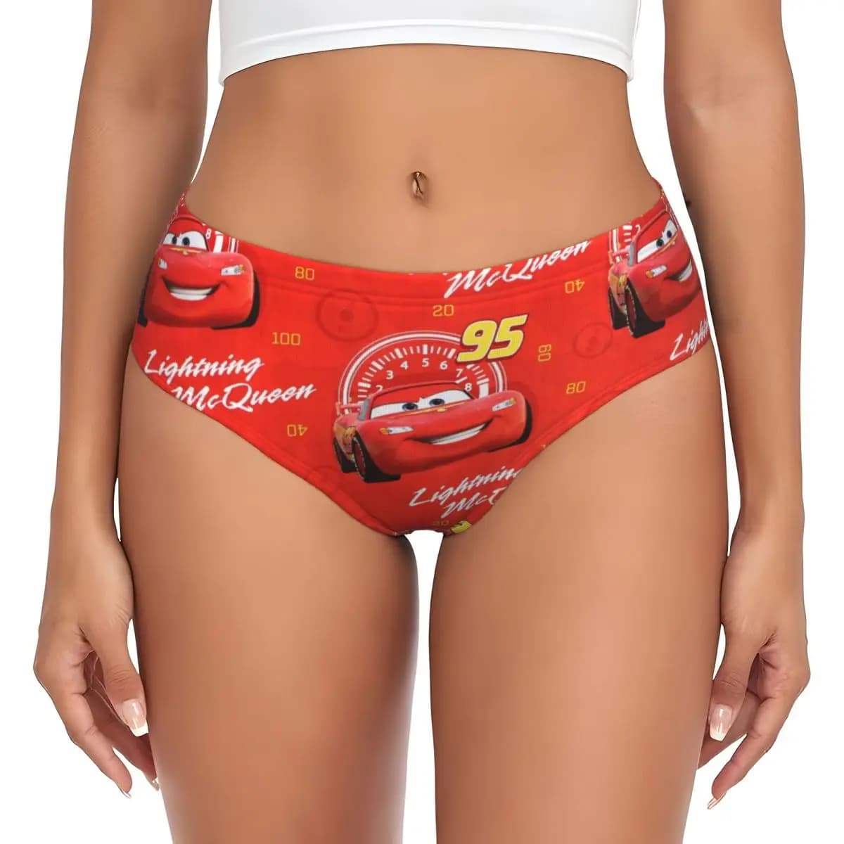 Mutandine personalizzate da donna Lightning Mcqueen Cars, biancheria intima femminile confortevole