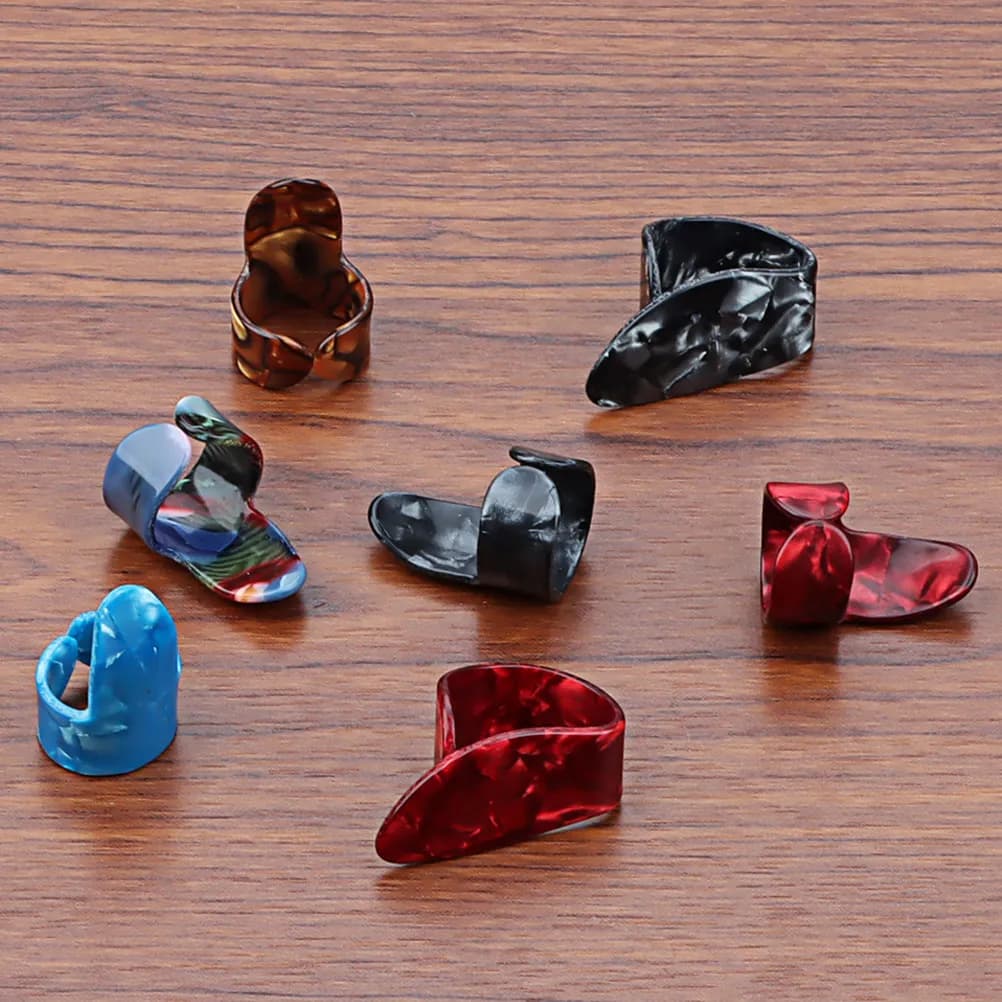 7Pcs Guitar Finger Picks Set Plastic Thumb and Finger Picks for Acoustic Classical Electric Guitar Banjo Ukulele Practice