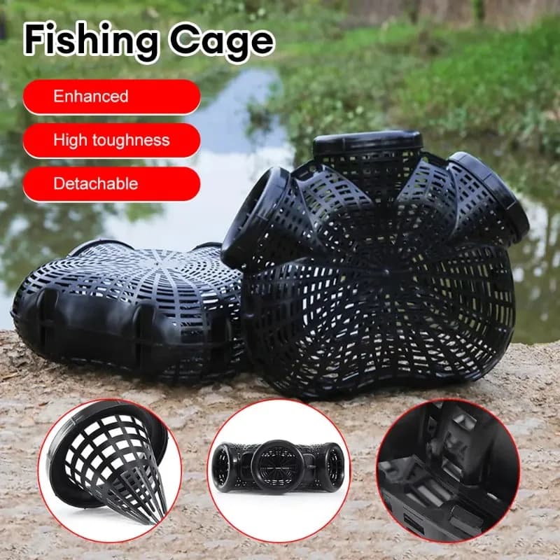 3 fori Gabbia per anguille in plastica Granchio all'aperto Loach Cestino di cattura Esca da pesca Gamberetti Camberetti Catcher Aragosta Trappola a rete Rete per pesci