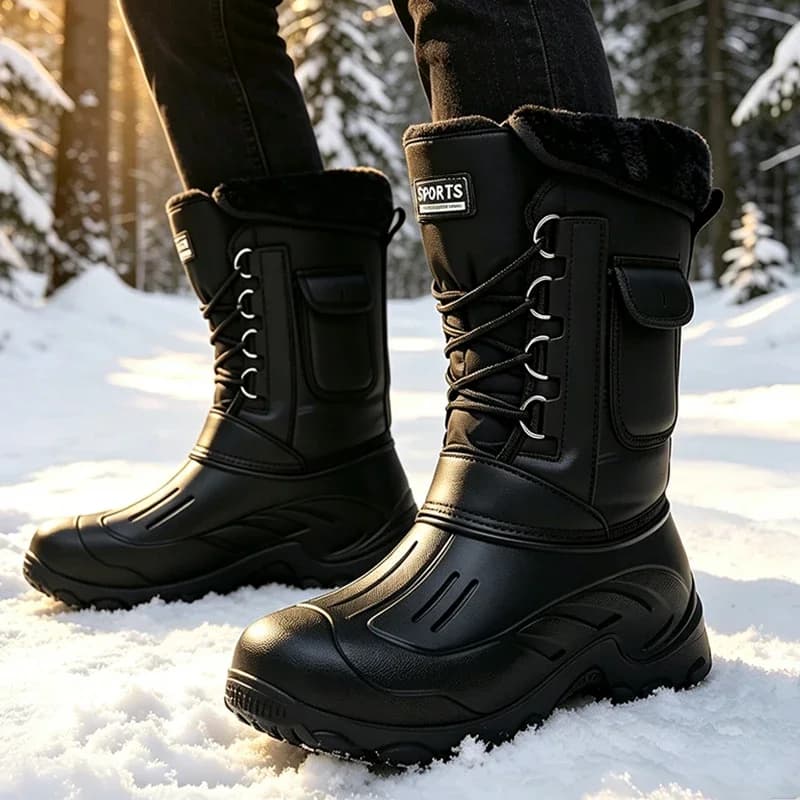 Men Winter Snow Boots Outdoor Fishing Shoes Snow Trekking Shoes Male Outdoor Waterproof Walking Warm Men Sneakers Men Boots