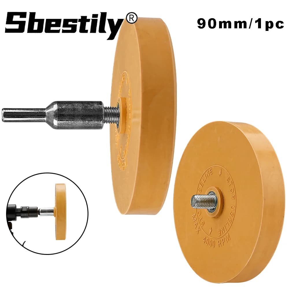 Ruota per Rimozione Adesivi Sbestily 3.5 Pollici, Ruota per Pulizia e Lucidatura Superfici Auto, Ruota in Gomma Profumata per Trapano Elettrico