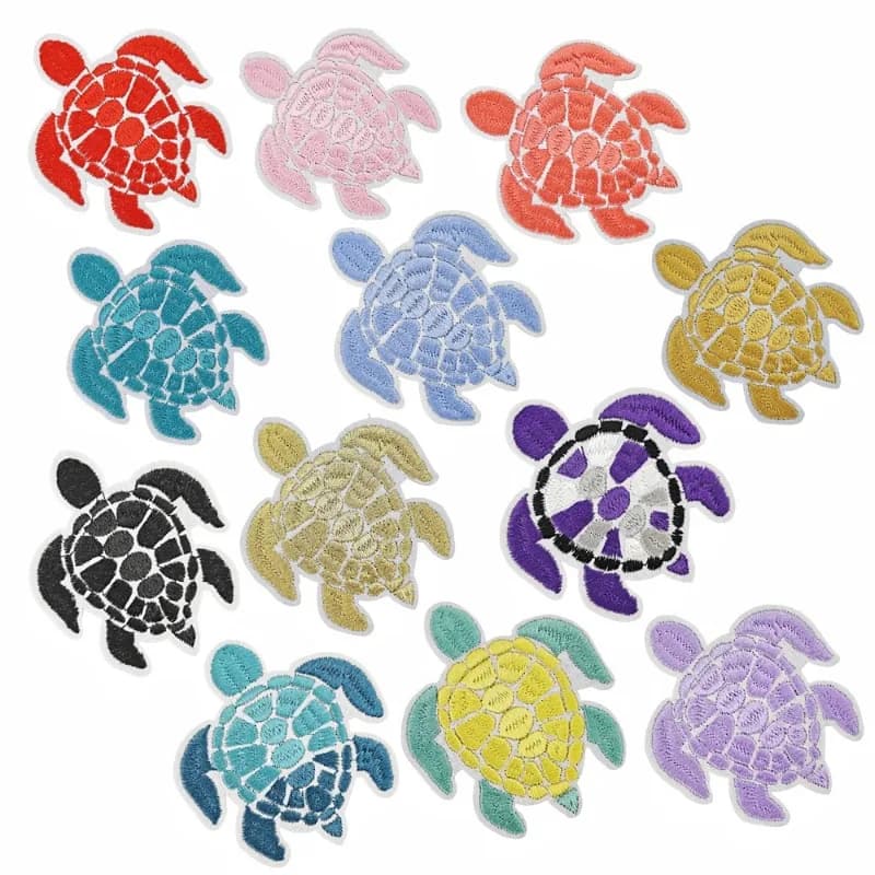 Toppe ricamate tartaruga Colorate da cucire termoadesive su applique ricamate Toppa distintivo carina per abbigliamento fai da te Zaino Cappelli Jeans