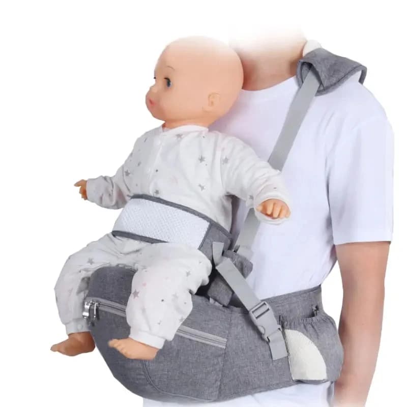 Marsupio con seggiolino sui fianchi, sgabello in vita regolabile per neonato, supporto ergonomico a mani libere, custodia in rete traspirante