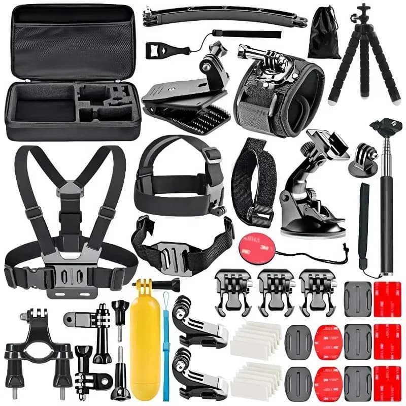 Pro 50 in 1 adventurous kit for GoPro 13/12/11, DJI Action 5/4, Insta360 Ace - 360 ° Supports for bikes / helmets and waterproof case