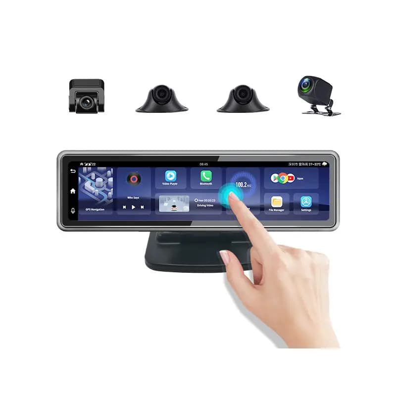 Versione aggiornataAndroid 10.0 4 canali 4G per auto Sistema da 360 gradi Mirror Dash Cam con navigazione GPS Videoregistratore HD 720P