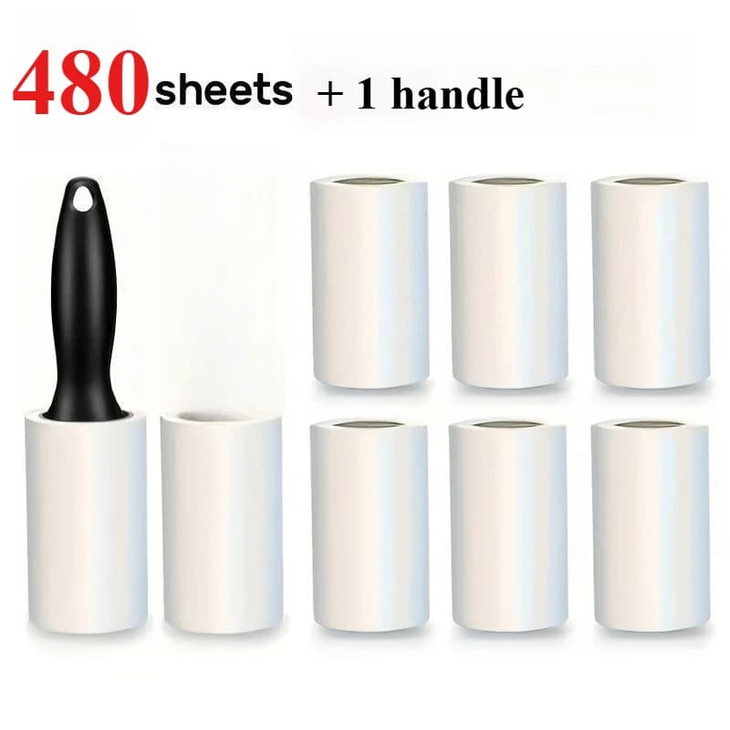 480 Sheets Super Lint Roller for Pet Hair Removal | Perfect Home Lint Removal Tool with Handle And Replacement Rolls