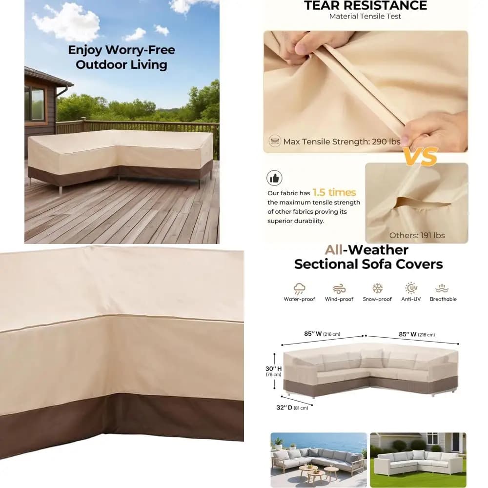 Copertura per mobili da giardino a forma di V, impermeabile 600D, adatta per divano componibile a 5 posti 85x32x30, protezione UV e meteorologica