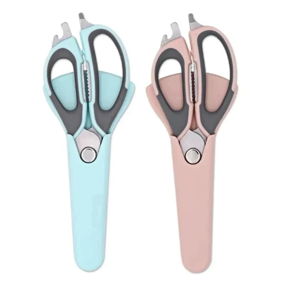Forbici da Cucina Multifunzione in Acciaio Inossidabile Resistenti con Supporto, Lame Affilate per Carne, Verdure, BBQ, Erbe e Pollame