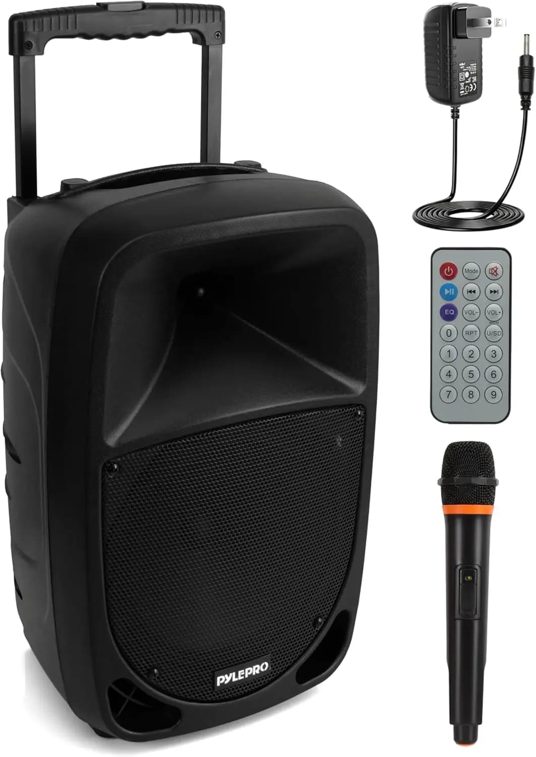 1000W Portable Bluetooth PA Speaker with 10'' Subwoofer, UHF Wireless Mic, MP3/USB/SD, Rechargeable Battery, LED Indicator