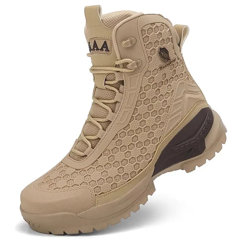 High-Top Leather Men's Boots Breathable Desert Boots Outdoor Non-slip Hiking Boots Men Motorcycle Boots Work Ankle Boots