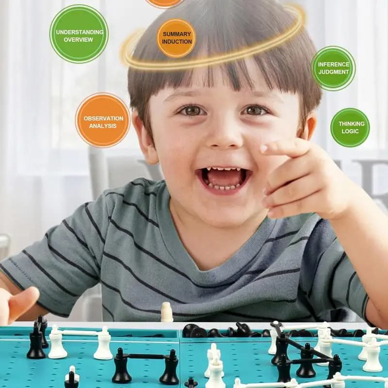 Set di scacchi portatile per bambini Scacchi da viaggio in bianco e nero Scacchiera educativa Puzzle interattivo per 2 giocatori per bambini