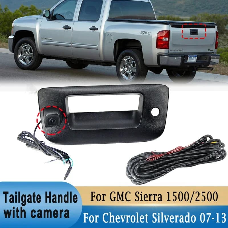 Maniglia della porta posteriore del bagagliaio del portellone posteriore con telecamera di parcheggio per la retromarcia grandangolare per Chevrolet Silverado GMC Sierra 2007-2013
