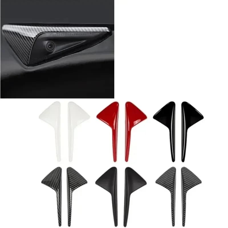 2PCS Copertura di protezione per telecamera laterale in fibra di carbonio ABS per Tesla Model 3 Y X S 2017-2022 Accessori esterni per auto