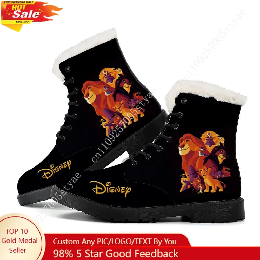 Disney Il Re Leone Simba Stivali in peluche per mantenere il calore, stivali da neve da uomo e da donna per l'inverno, per escursioni all'aperto