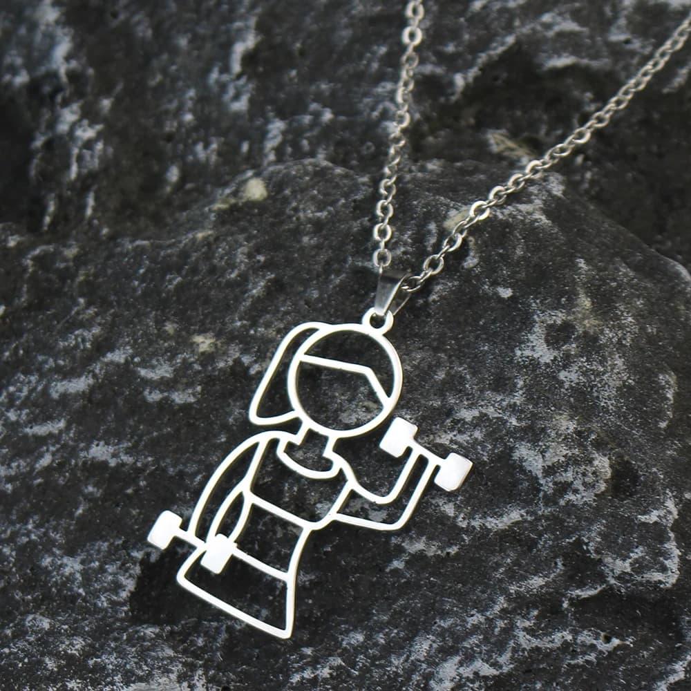 Collana da uomo con ciondolo a forma di bilanciere, attrezzatura fitness, regalo per uomo muscoloso e dominante