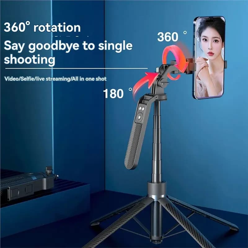 DT23 Bluetooth Remote Expansion Tripod for Smartphone 1.8m Long 360° Rotating Head Phone Selfie Stick Four-Legged Stand Black