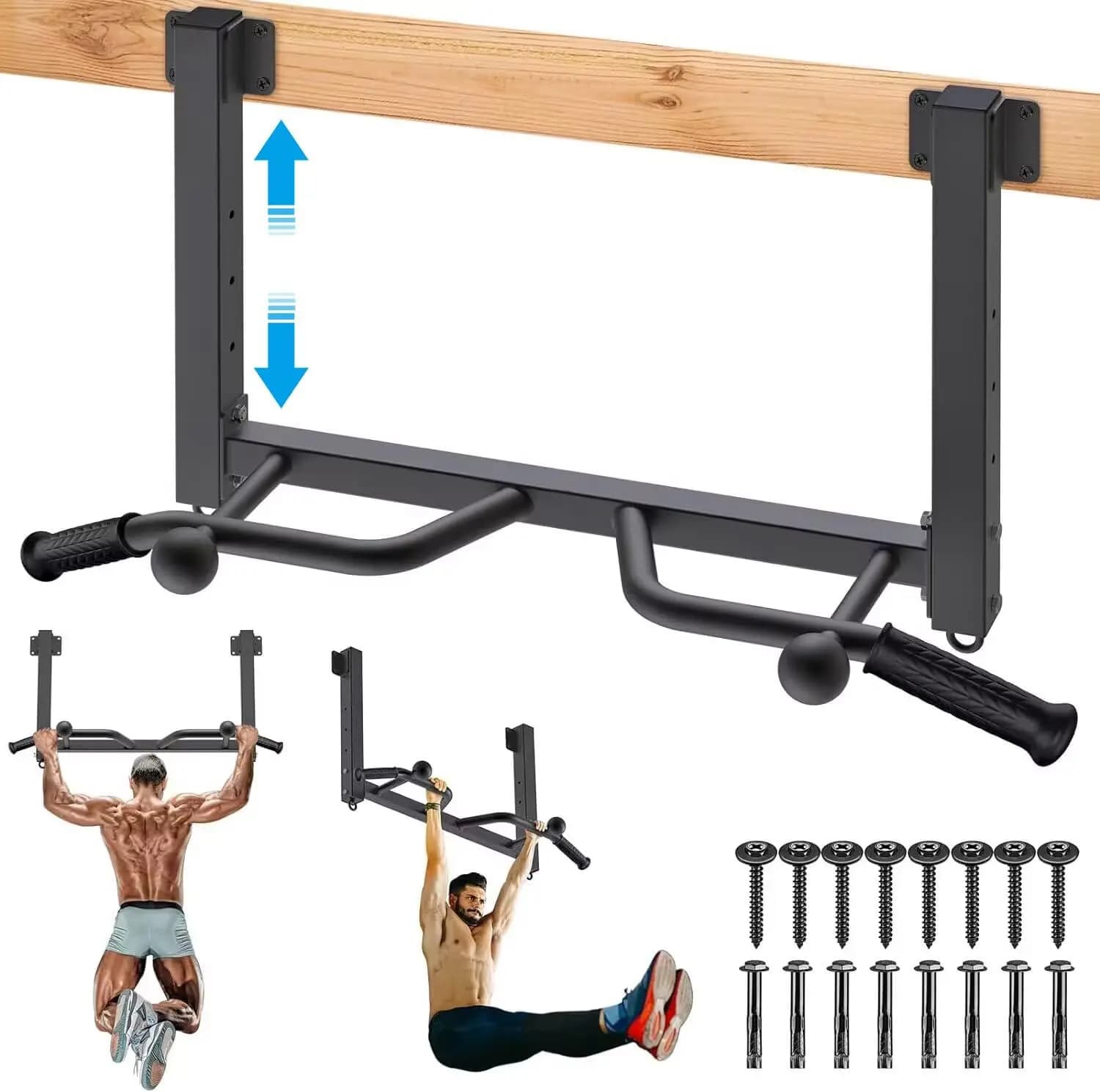 32" ceiling mounted traction bar - Multifunctional traction bar for heavy loads, highly adjustable with 2 rings and balls
